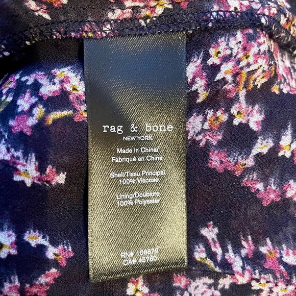 Rag & Bone Field Floral Print Georgette Midi Shirt Dress Size 8 Long Sleeve - Picture 8 of 10